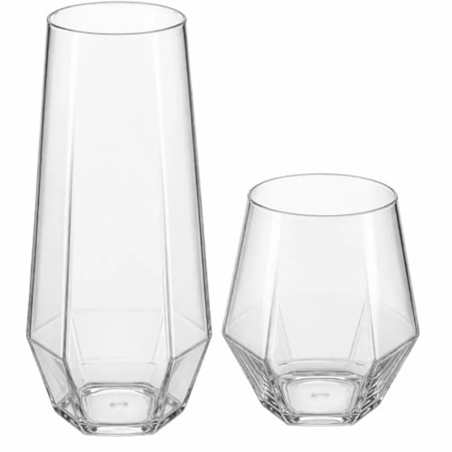 

48 Pack Plastic Champagne Flutes Steml 9oz and 12oz Cups - Heavy Duty Disposable Mimosa Glasses, BPA-Free Shatterproof Recyclab