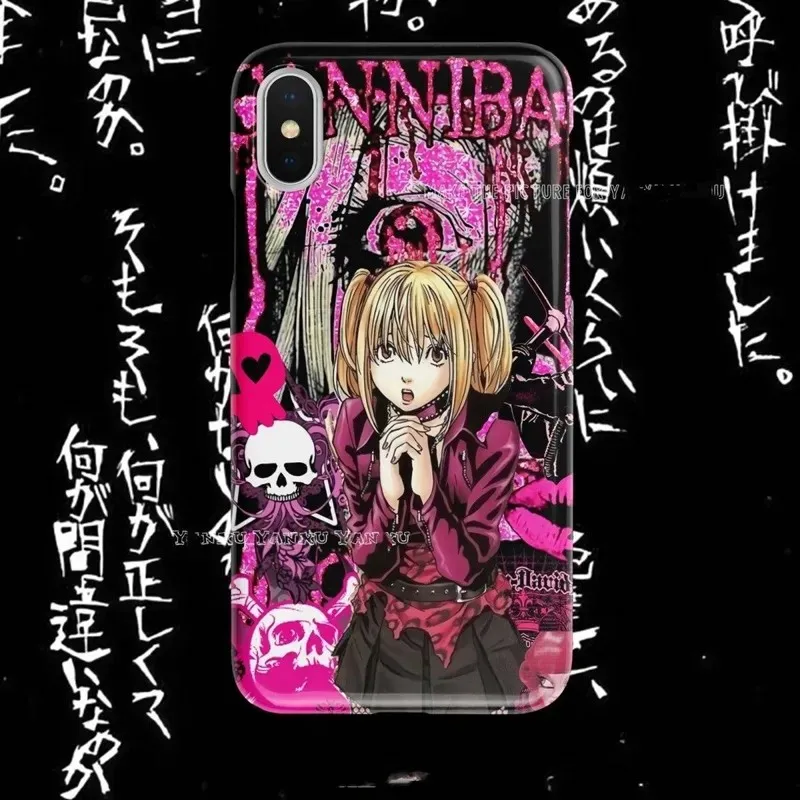 Funda de lujo Clmj Death Note Misa para iPhone 17 16 15 14 13 12 11 Air ProMax X XS XR XSMax Plus, cubierta rígida de PC con película brillante