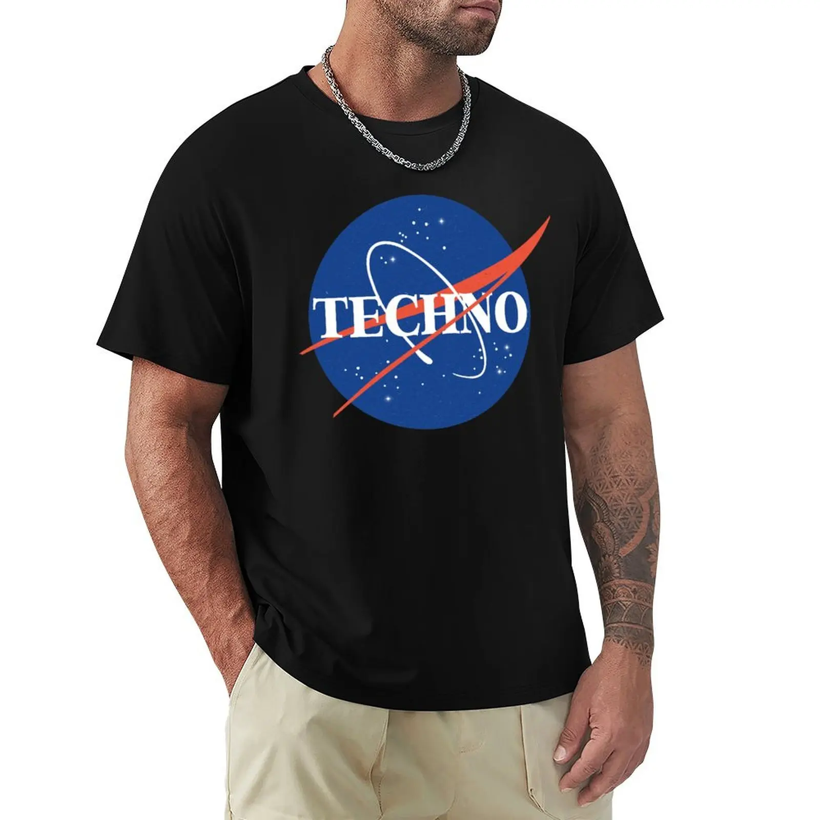 

Techno meets Nasa T-Shirt T-Shirt summer 2025 designer shirts vintage clothes heavy weight t shirts for men