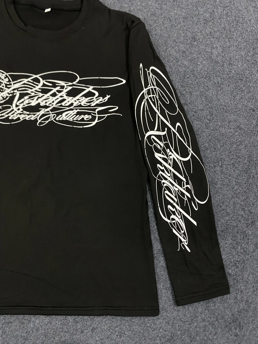 

American retro Gothic Y2K printed long sleeved T-shirt round neck street subculture trendy brand casual versatile top