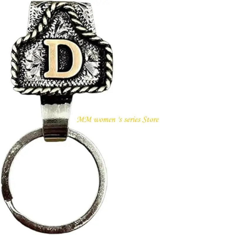 Q39C Biểu đồ cao bồi Western Cowboy, Thư thủ công cổ điển A-ZI clip Keychain ban đầu, Chuỗi khóa kim loại cá tính cho vành đai