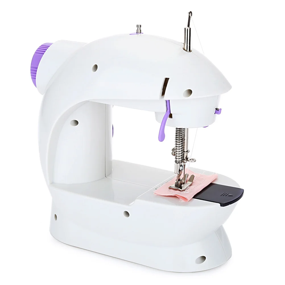 

Mini 2-Speed Double Thread Electric Sewing Machine Portable For Silk Denim Handheld Top Drop-In Bobbin Us Plug Needed