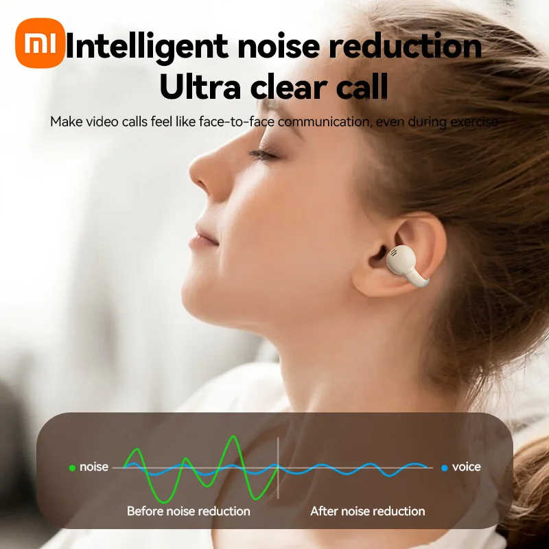 XIAOMI M59 Wireless Ear Clip Earbuds TWS Bluetooth LED Digital Display Earphones ENC Touch Control Headphone HiFI Stereo Headset