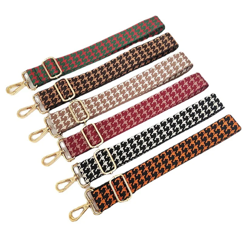 Accessories Women's Bag Shoulder Strap Thousand Bird Grid Jacquard Webbing Embroidered Wide Version Extended Oblique Span Strap