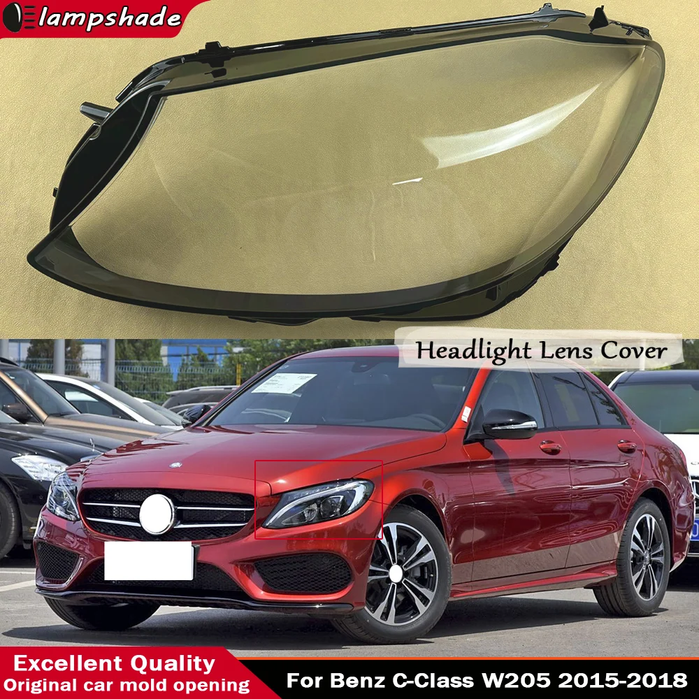 

For Benz C-Class W205 C180/200/260L/280/300 2015-2018 Front Headlight Cover Auto Replacement Parts Headlight Protective Shell