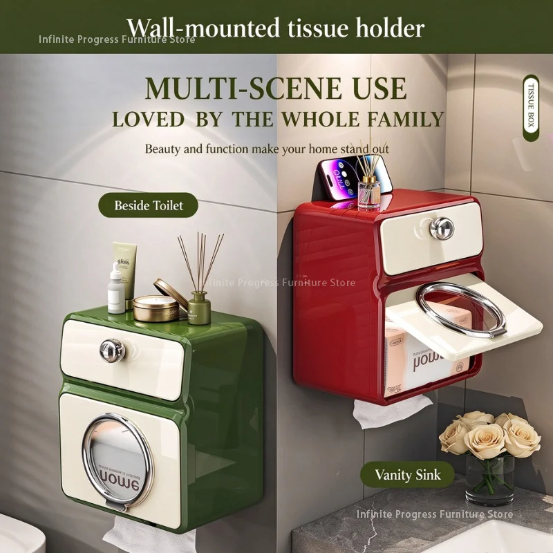 Wall-mounted Bathroom Waterproof Storage Box Toilet Tissues Toilet Paper Holder Toilet Paper Box Kitchen Storage MH40ZJH