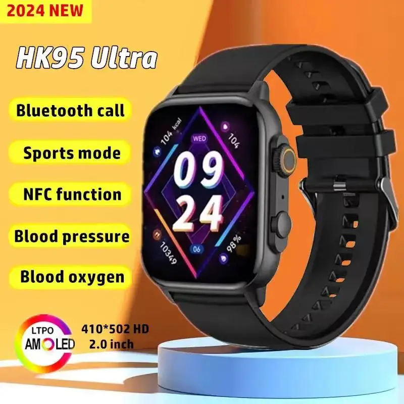 

2024 New HK95 Ultra Men Smartwatch Bluetooth Call NFC 2.0 inch AMOLED HD Screen IP68 Waterproof Smartwatch Series 9 For Phone