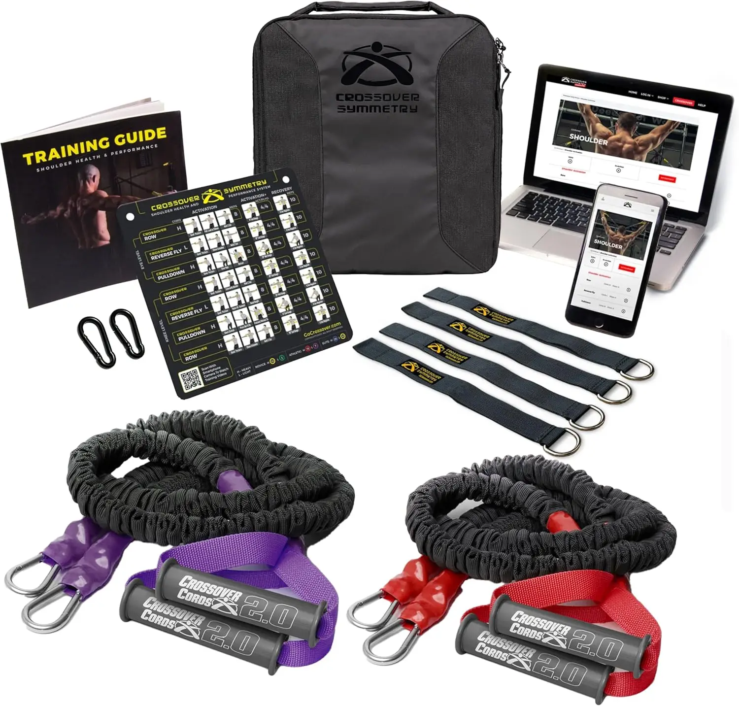 Elastic Bands for Home Shoulder Rehab & Fitness, Various Colors, Includes Attachments & Online Workouts