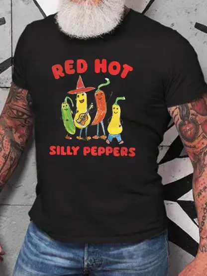 Silly Peppers Men's casual pure Cotton T-shirt