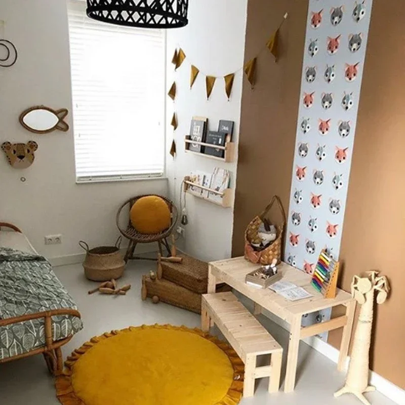 Spiel matte Baby kriechende Decke Boden teppich für Kinderzimmer Matten weiche Baumwolle gepolsterte Spiel matte runde Teppiche Neugeborenes Mädchen Junge Geburts geschenk