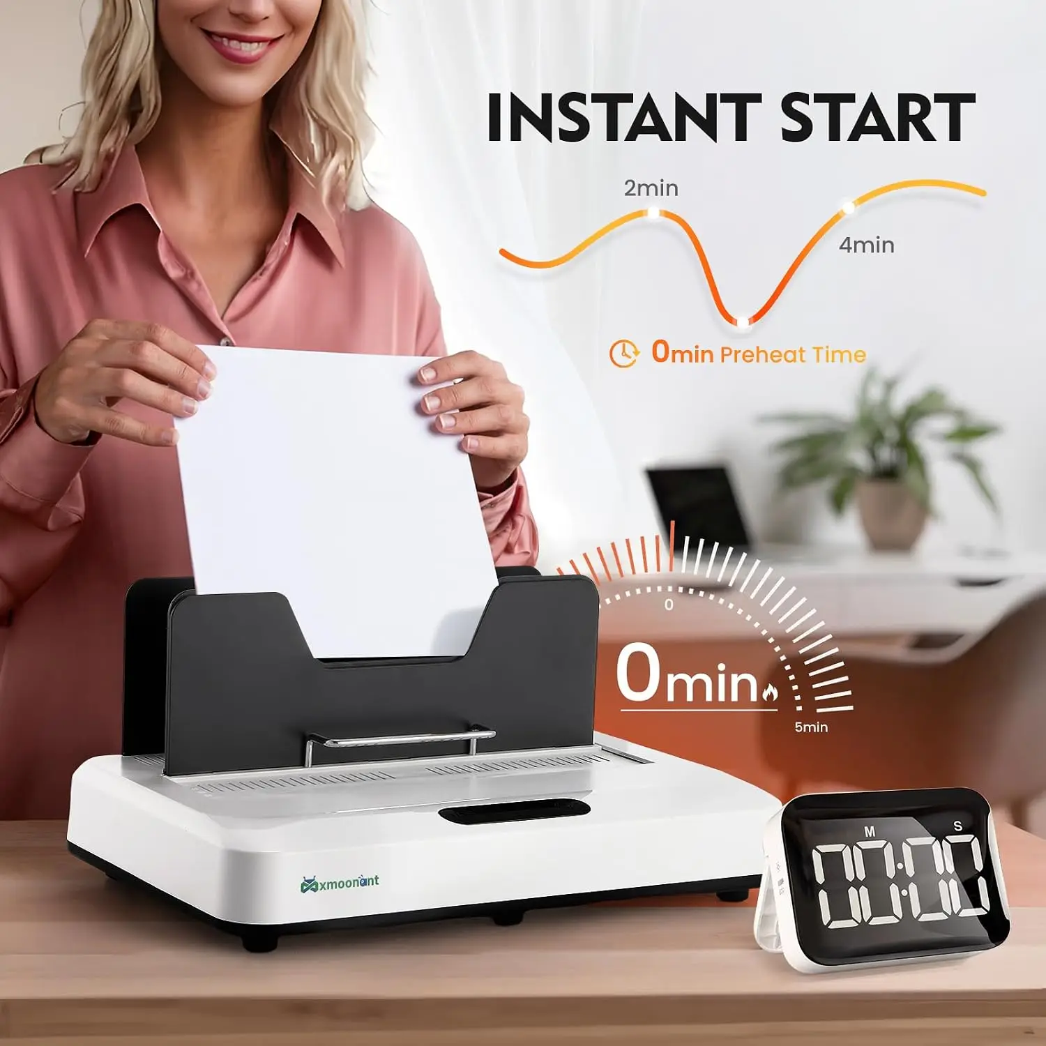 Thermal Binding Machine 500 Sheets A3 Short Edge A4 A5 1 60mm Thickness Instant Use 3 Levels Digital Touch Panel Clear Readout A