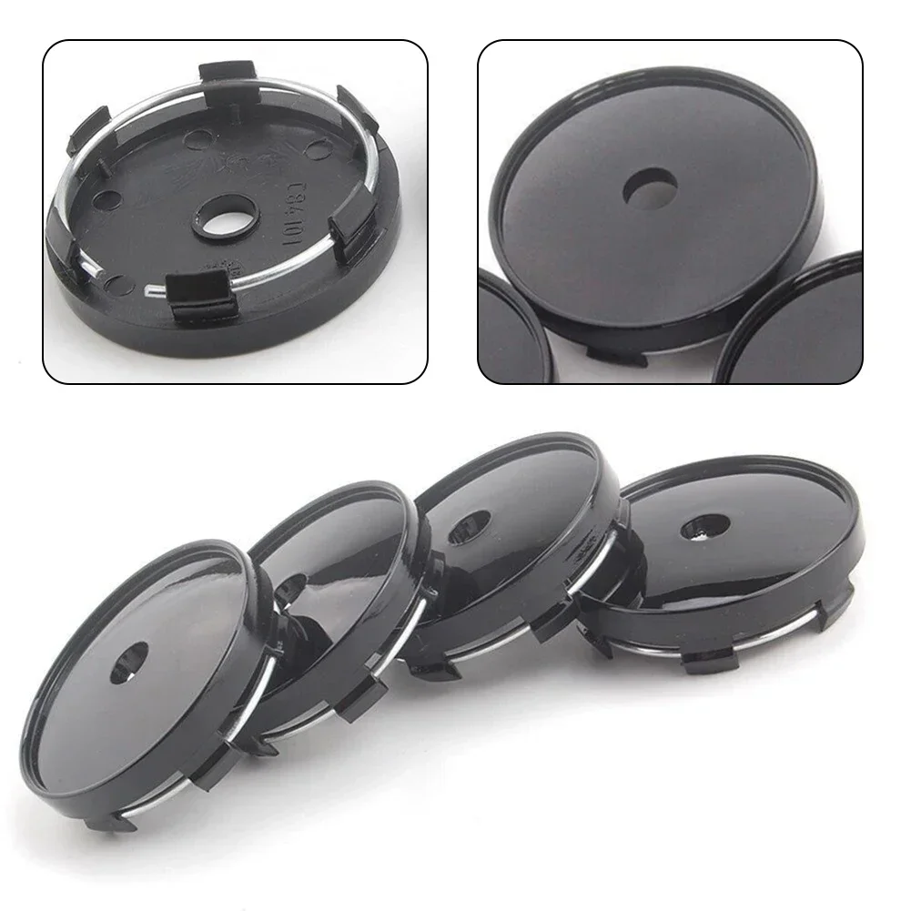 4pcs 60mm Black Wheel Center Hub Cap Wheel Hubs Center Hub Cap Wheel Rim Hub Cover Cap Model-Caps Auto Decoration Car Accessorie