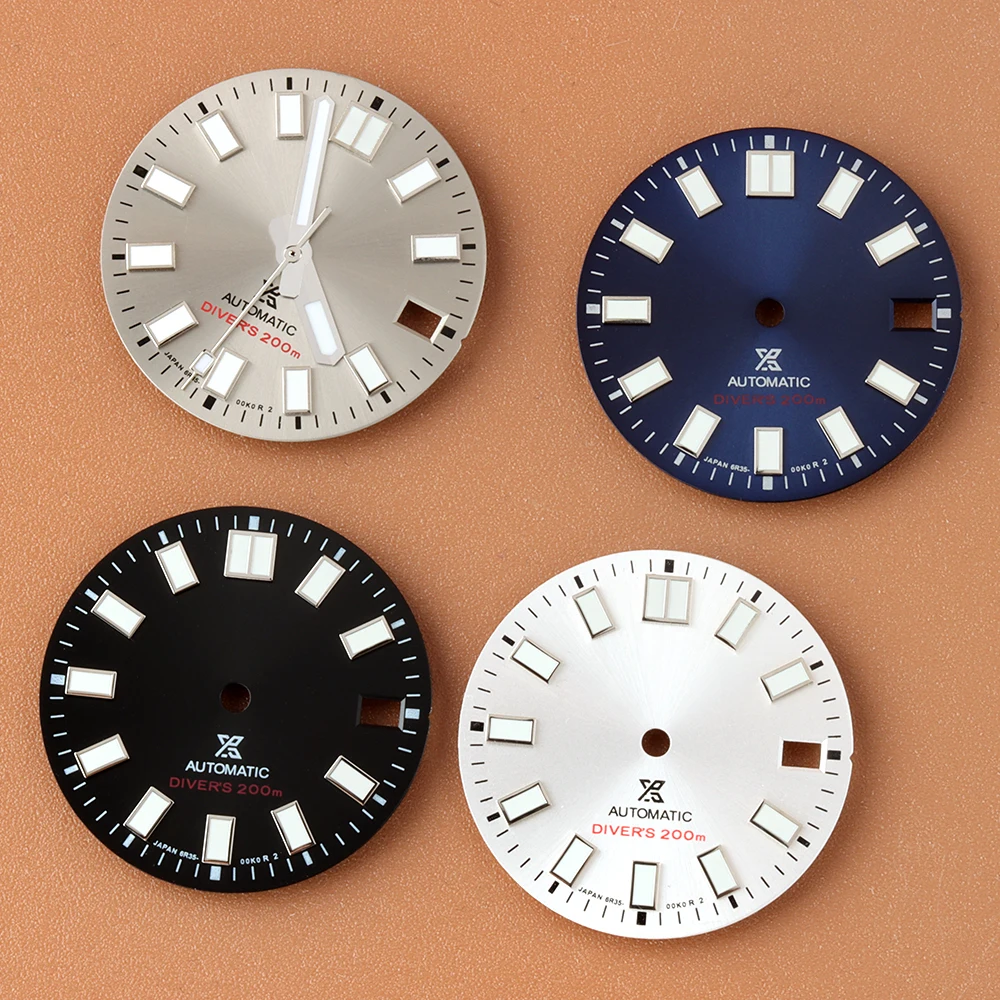 

NH35 Dial 28.5mm Grey Watch Dial Hands Fit NH35 NH36 Automatic Movement Green Luminous Modification Accessories Watch Dial