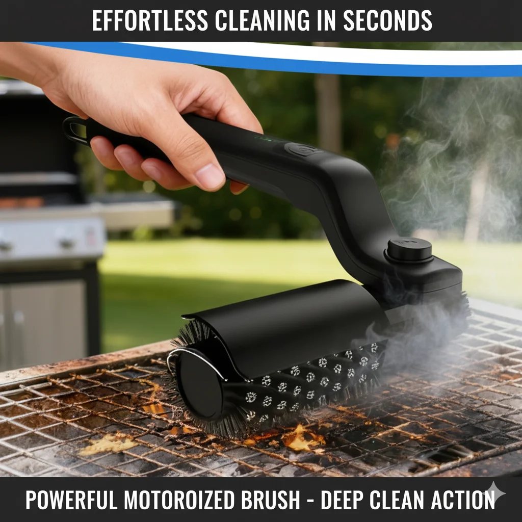 

USB Rechargeable Electric BBQ Grill Cleaning Brush Rotating Cleaner Tool For Outdoor Barbecue Kitchen Oil Stain Removal Tool