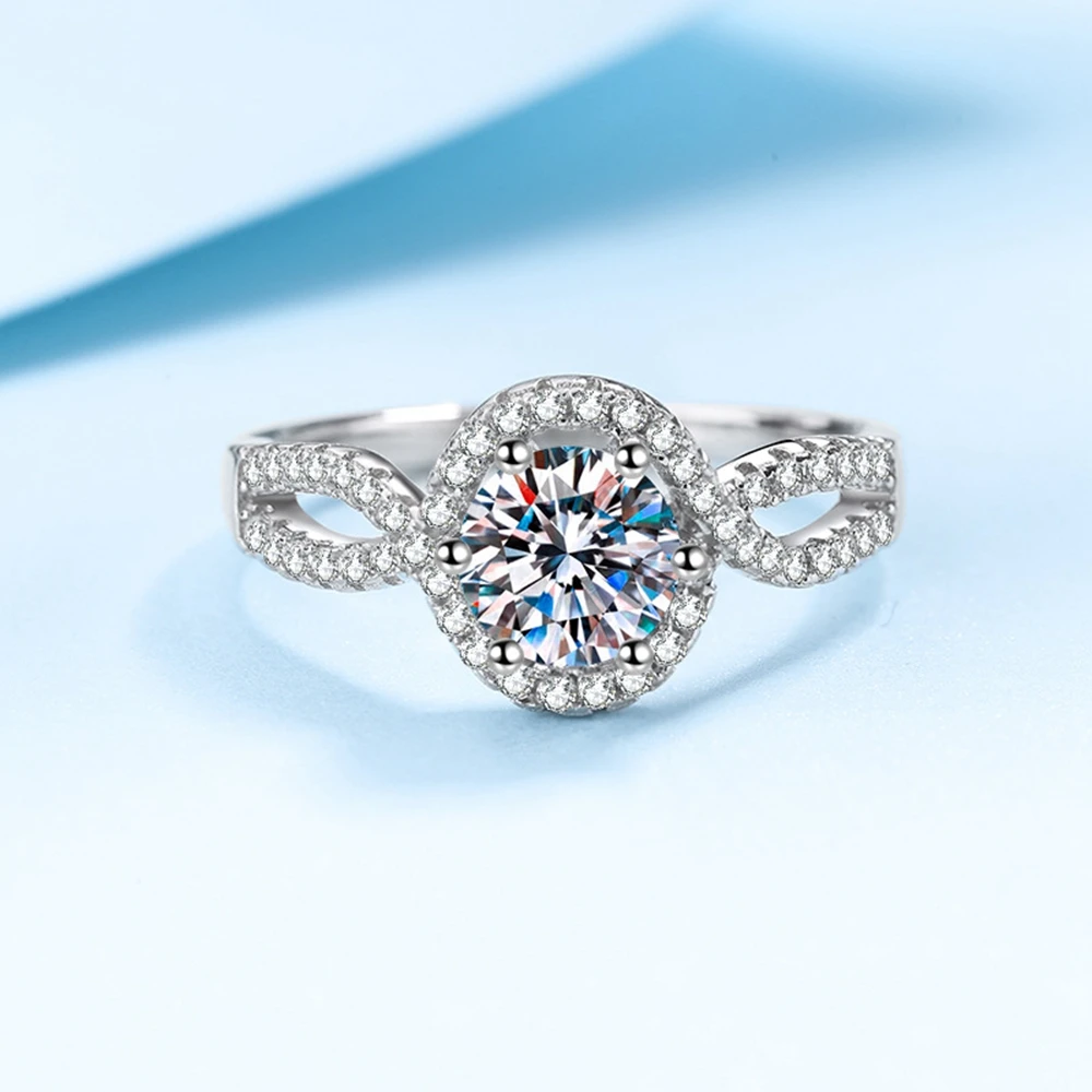 PuBang Fine Jewelry Solid 925 Sterling Silver White Gold Luxury 1CT Moissanite Diamond Ring for Women Wedding Gift Free Shipping