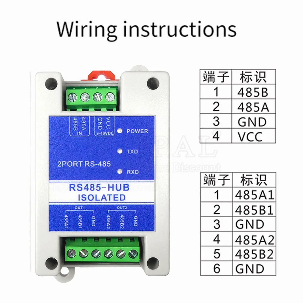 485 Repeater Photoelectric Isolation One Separate Two RS485 Hub 100dBm 485 Signal Amplifier Anti-Interference