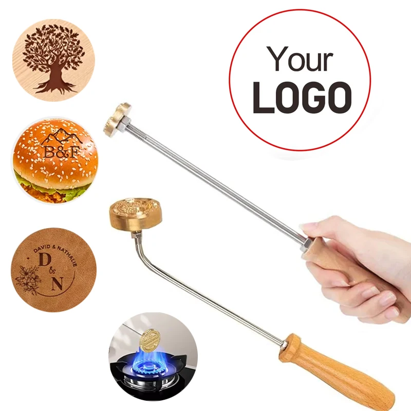 Leather Wood LOGO Customized Brass Iron Heating Stamping Embosser Stamp Custom Cake Hamburger Wedding Party Private LOGO DIY