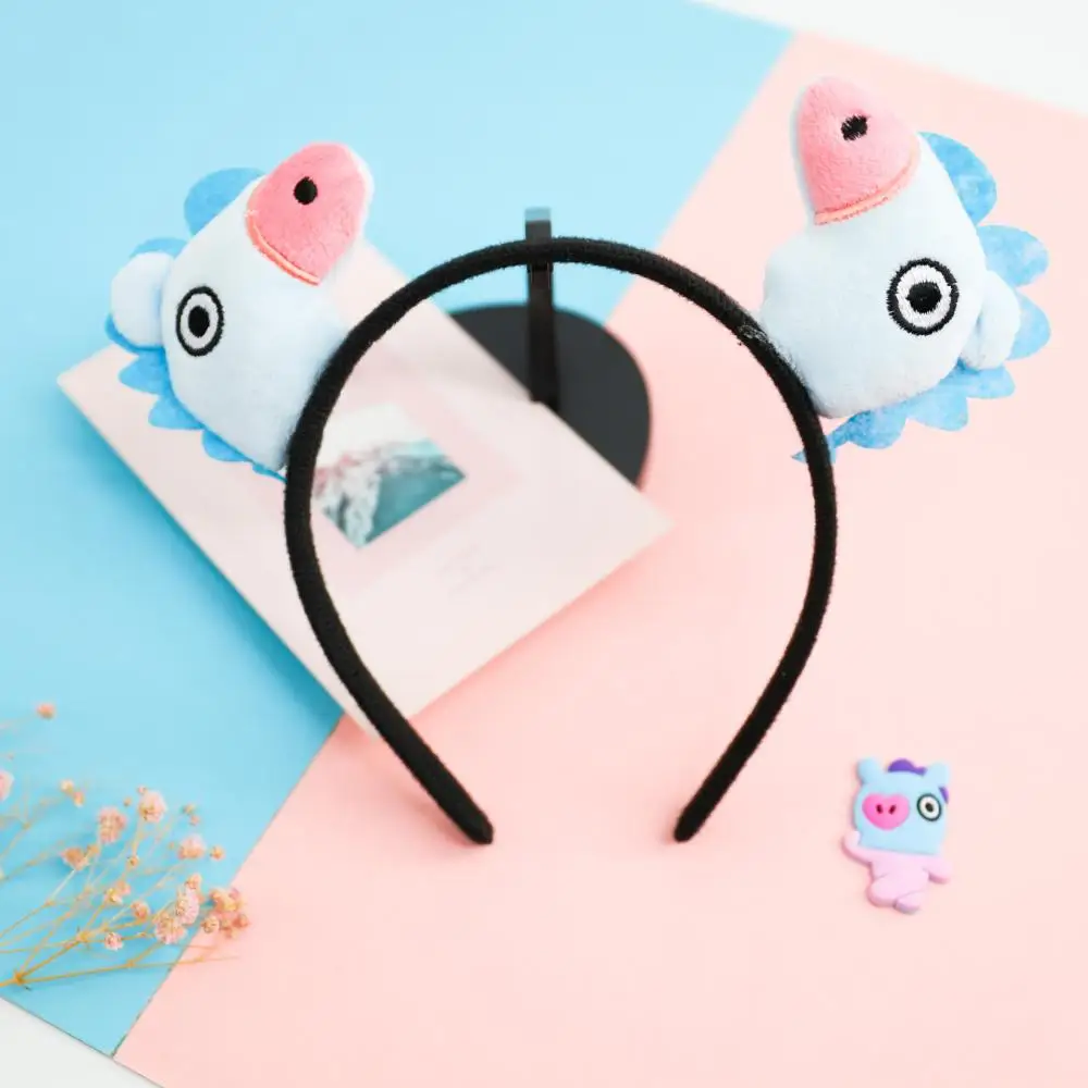 Bt21 Small Animal Hairband Kawaii Cartoon Cute Plush Doll Headband Wide-Brimmed Hairpin Photo Headdress Creativity Girl Gift