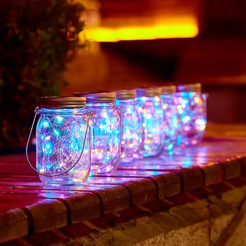 20 LEDs Fairy Solar For Mason Jar Lid Insert Color Changing Garden Decor Christmas Lights Outdoor Wedding