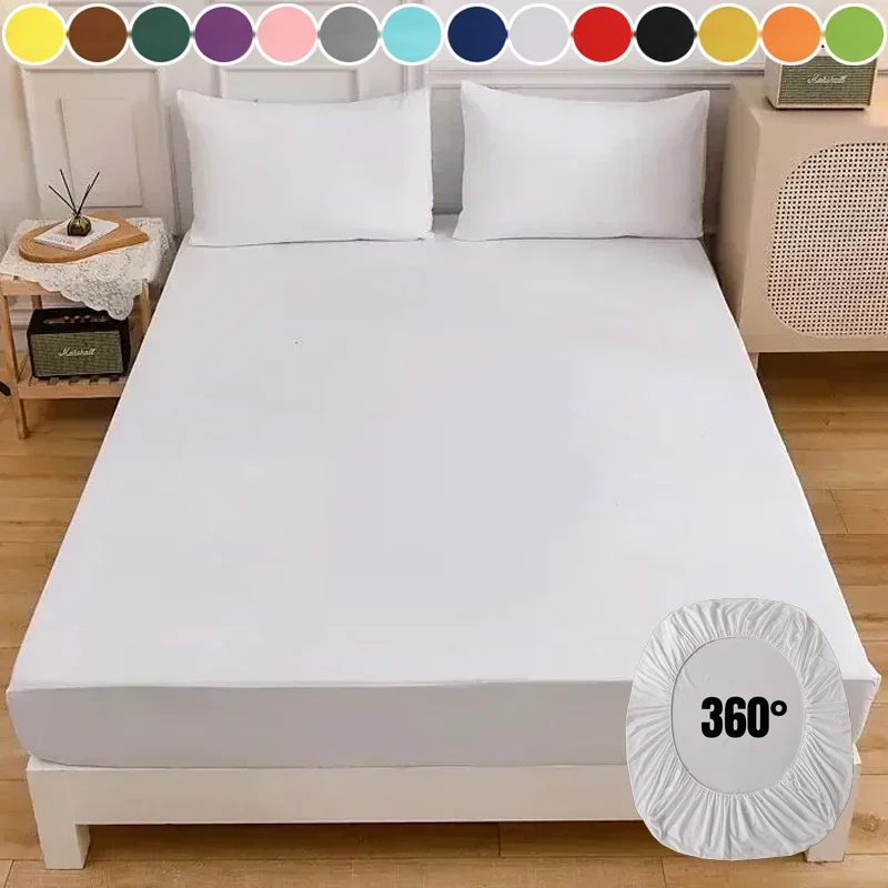 High Quality Fitted Sheet Single Double King Queen Size Mattress Cover with Elastic Band Bed Sheet 90/120/150/180/200 Fit Sheet