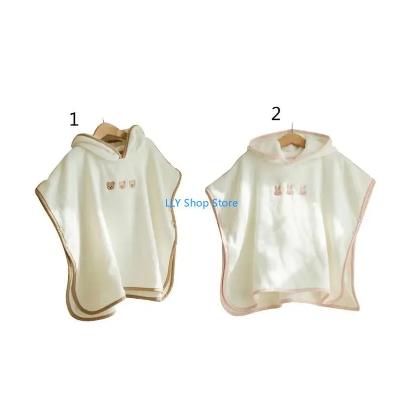 

T8UD Baby Hooded Towel Cotton Bathrobe Poncho Bath Towel for Babies Swim Beach Accs