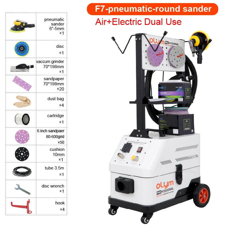 Pneumatic Orbital Sander Machine Eccentric Air Vacuum Cleaner Sanding Car Paint Sander