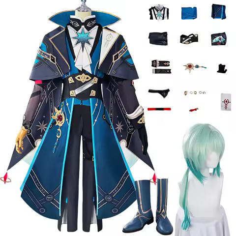 Anime Genshin Impact Anaxa Cosplay Costume Wig Shoes