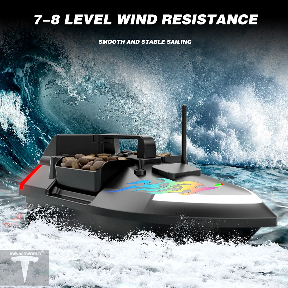 Imagem -05 - Vwvividworld-rc Barco de Pesca Luz Noturna Cruzeiro Retorno Correção de Rota 40gps Carregamento 2kg 500m 24000mah40gps Novo 2023