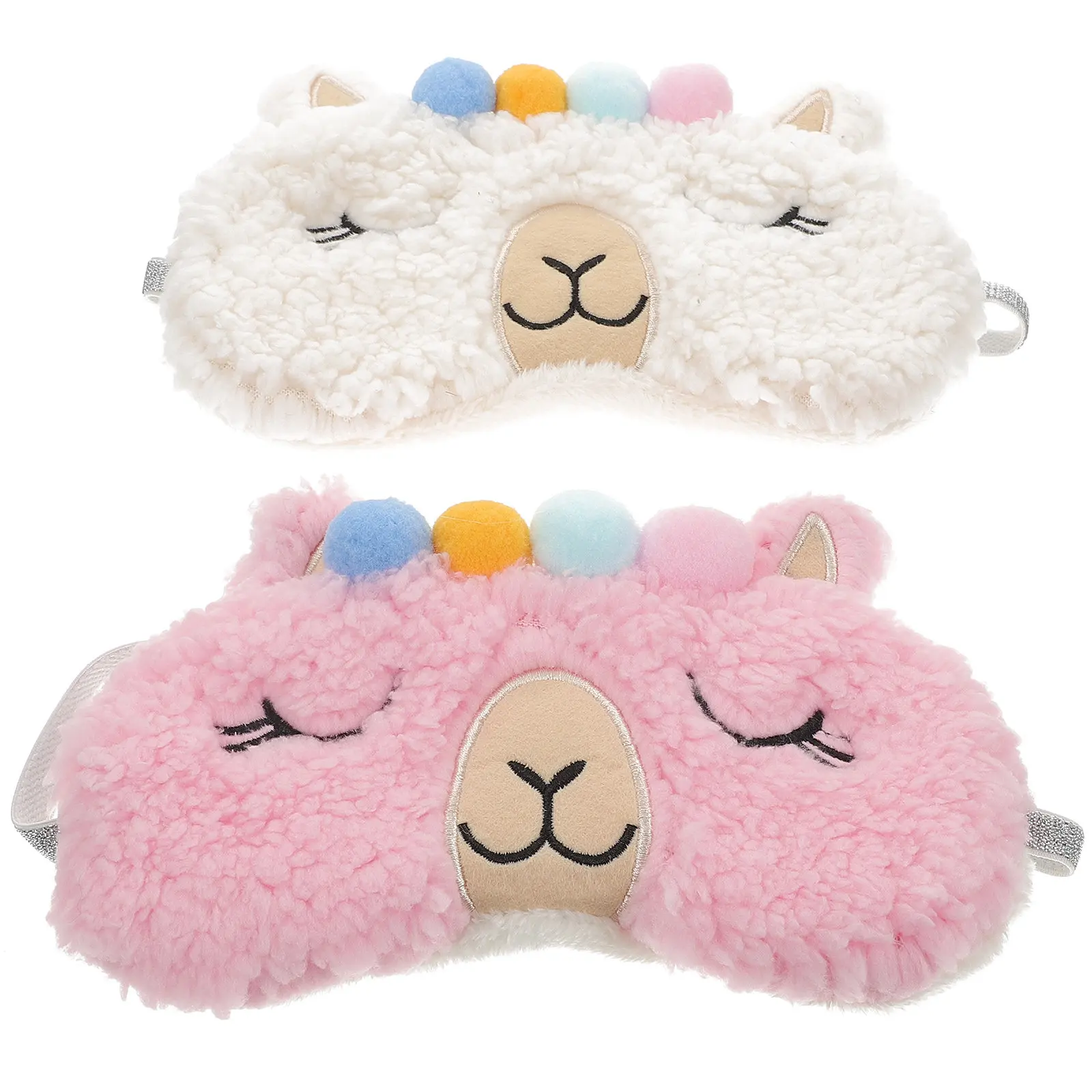 2Pcs Alpaca Eye Mask Sleeping Blindfold Premium Cashmere Material Lightproof Comfortable for Deep Sleep Travel Work Nap Rest