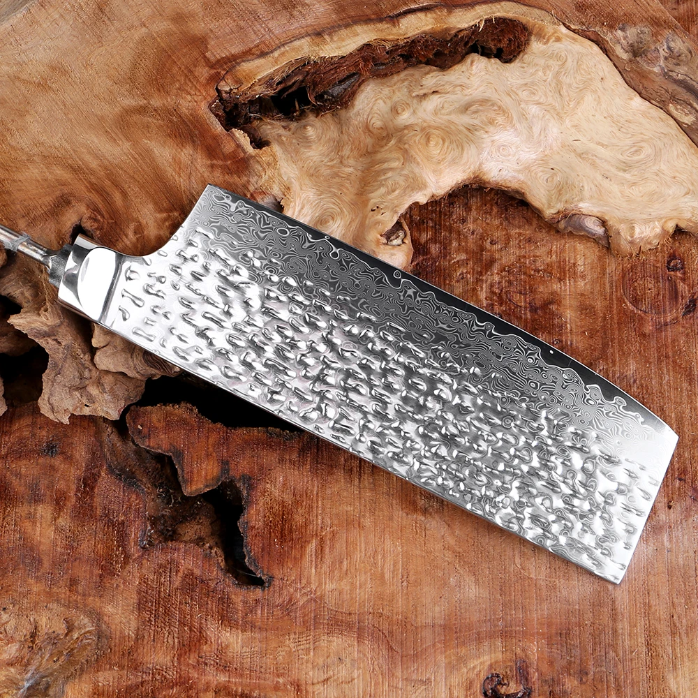 Hand Forged Hammered Damascus kitchen knife blanks Japanese Damascus Steel Blade Blank Nakiri Knife Making Material DIY knife