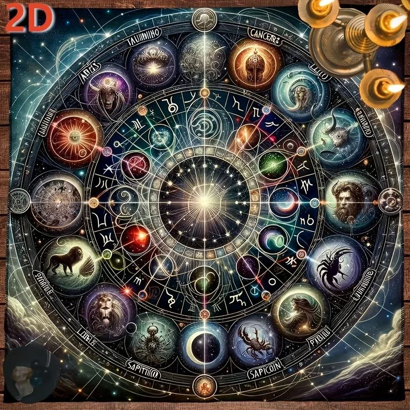 Tarot Cloth Astrology Tarot Cloth Three Card Spread 1 Pack of 12 Constellations Tarot Cards Tablecloth Altar Cloth Celestial
