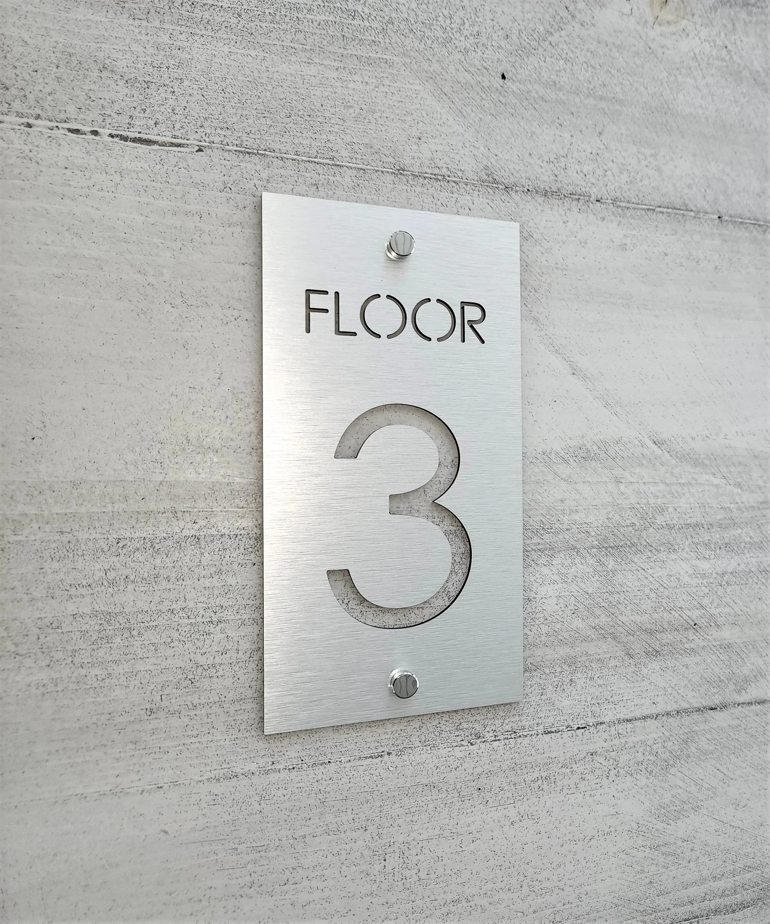 Personalized Brushed aluminum alloy Brushed Silver 3D Metal Floor number Art Wall House Number Stairs signs Room Door Plate.