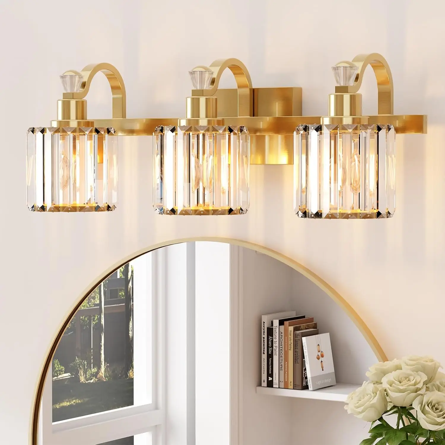 Crystal Gold Bathroom Vanity Light 3 Light Modern Bathroom Vanity Light Fixtures Over Mirror Modern Crystal Vanity Lighting