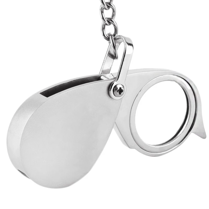 10X Metal Necklace Magnifying Glass Diameter 30mm Jewelry Magnifier Dustproof Foldable Portable Jewelry Loupe Diamond Jade