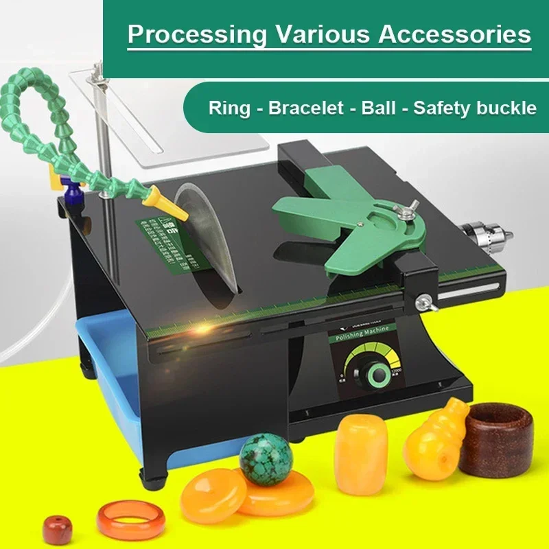 Jewelry stone cutting machine with drilling device polishing water system