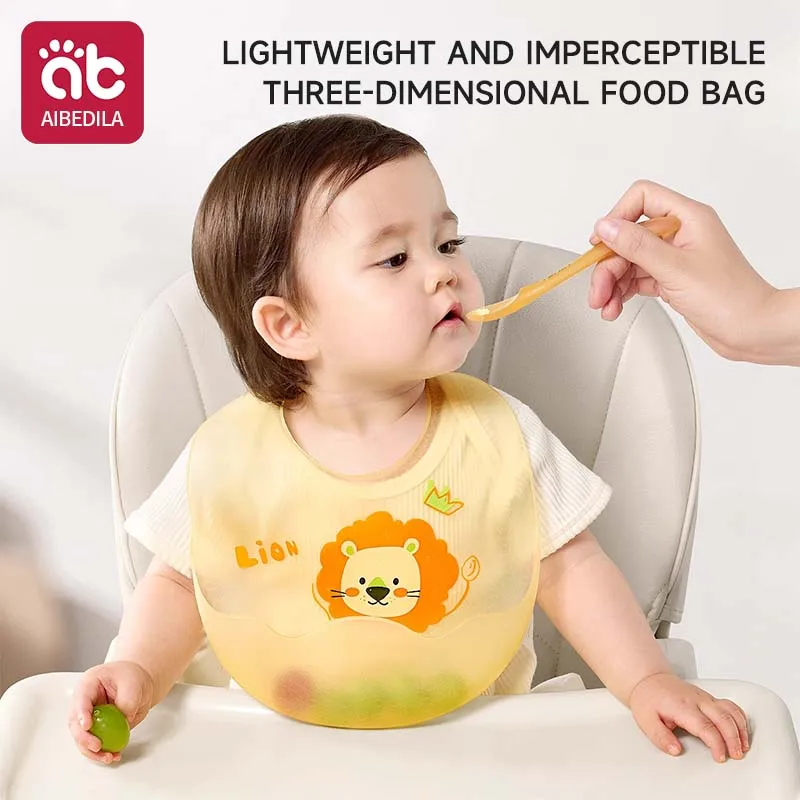 

Waterproof Baby Bibs Baby Stuff Cute Cartoon Animal Printed Kids Bib Girl Boy Adjustable Soft Silicone Bib Baby Feeding Stuff