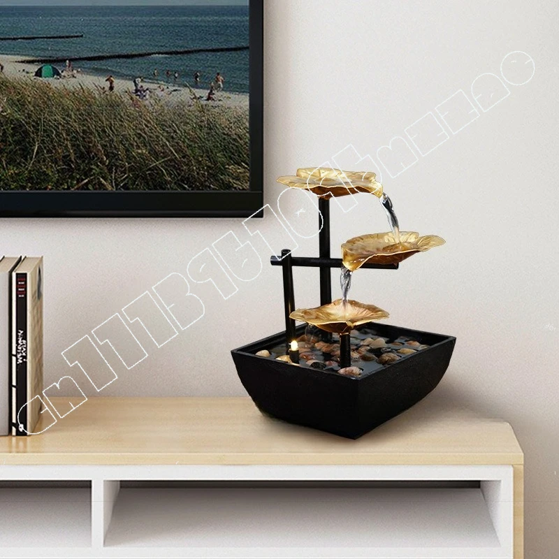 Wrought Iron Flowing Water Ornament Office Desktop Fountain Home Feng Shui Decoration
