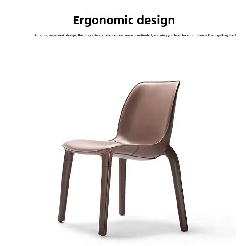 

Modern Italian Luxury Dining Chair Saddle Leather Designer Home Hotel Restaurant Cafe Meeting Chair