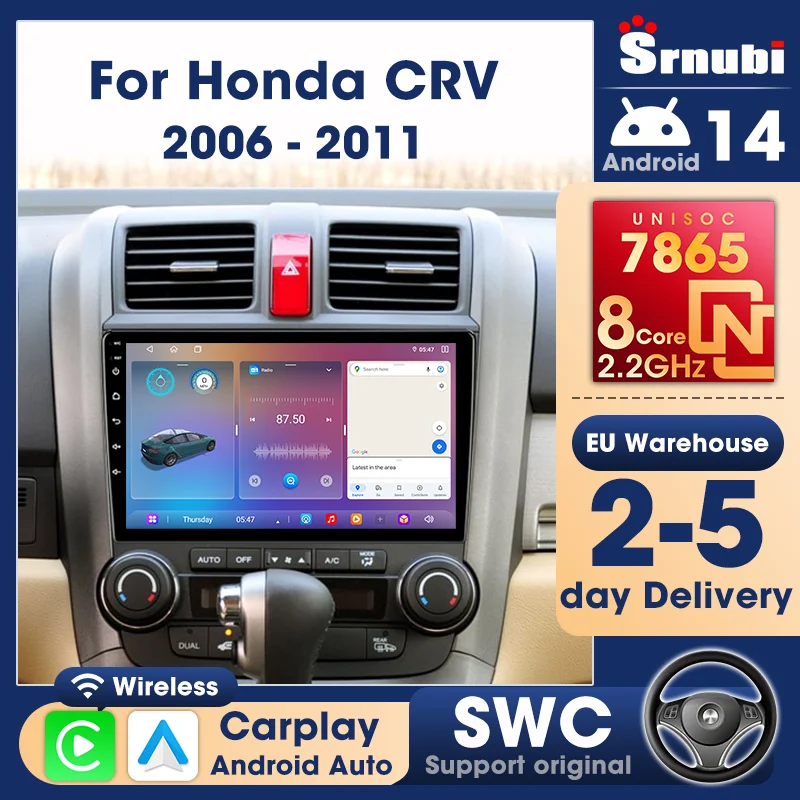 Android 14 Auto Carplay für Honda CR-V 3 RE CRV 2007 - 2011 Auto-Radio Multimedia-Player Navigation GPS Stereo 2 Din Haupteinheit