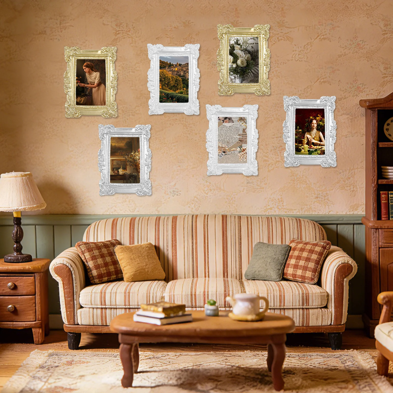 6 Pezzi Mini Cornici Vintage in Resina per Progetti Fai-da-Te, Decorazioni per Cornici Fotografiche, Mini Accessori per Foto