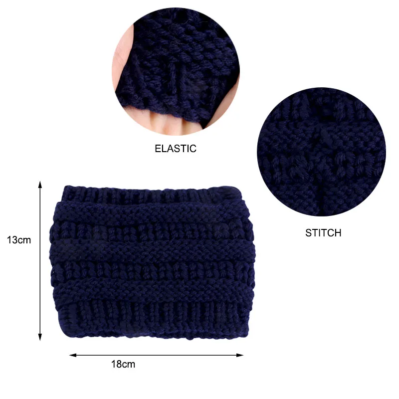 Knitting Woolen Wide Headband For Women Autumn Winter Headwrap Turban Hairbands With Holes Hat Keep Warm Female Ear Warmers