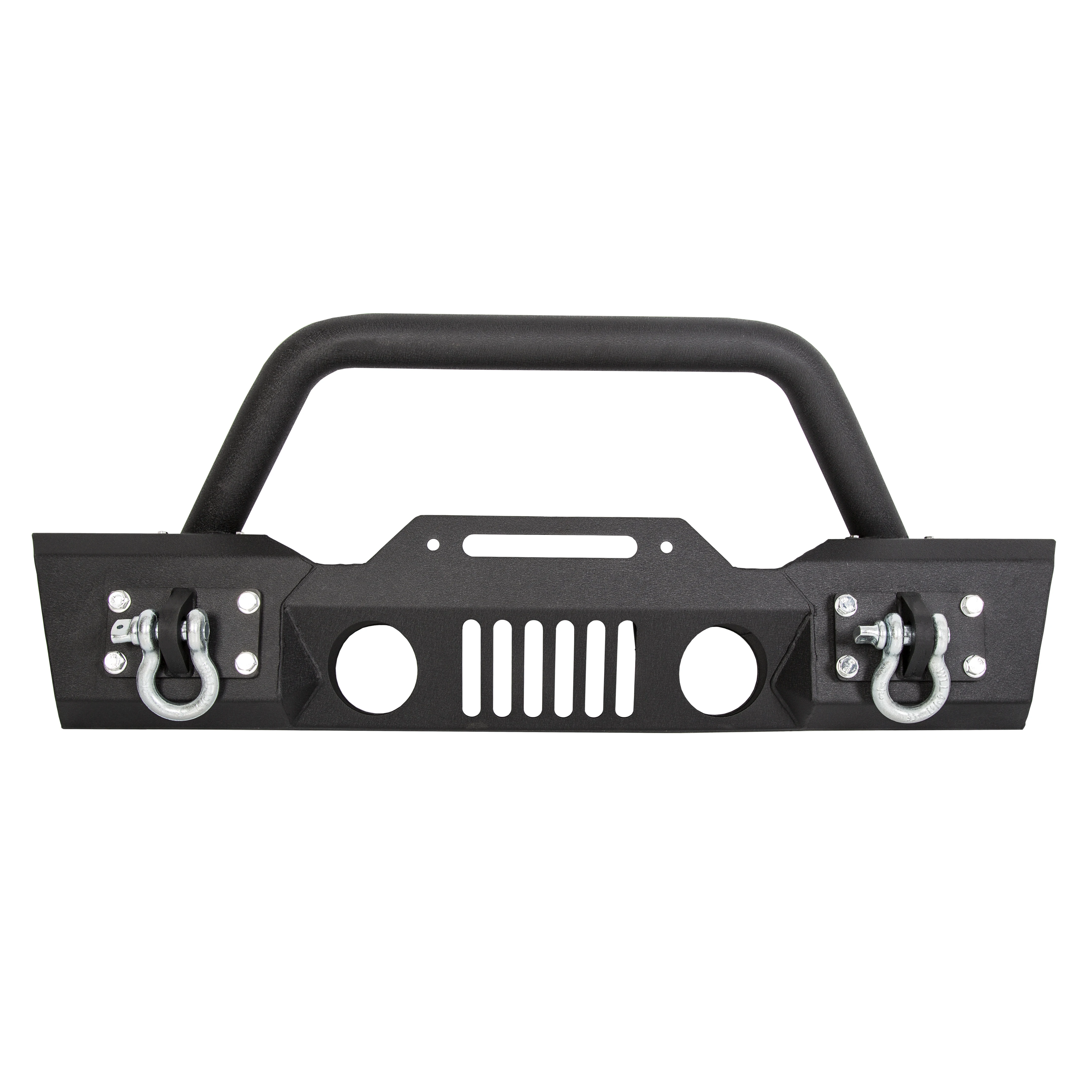 Stubby Front Bumper Winch Plate w/Fog Light Housing For 07-18 Jeep Wrangler JK