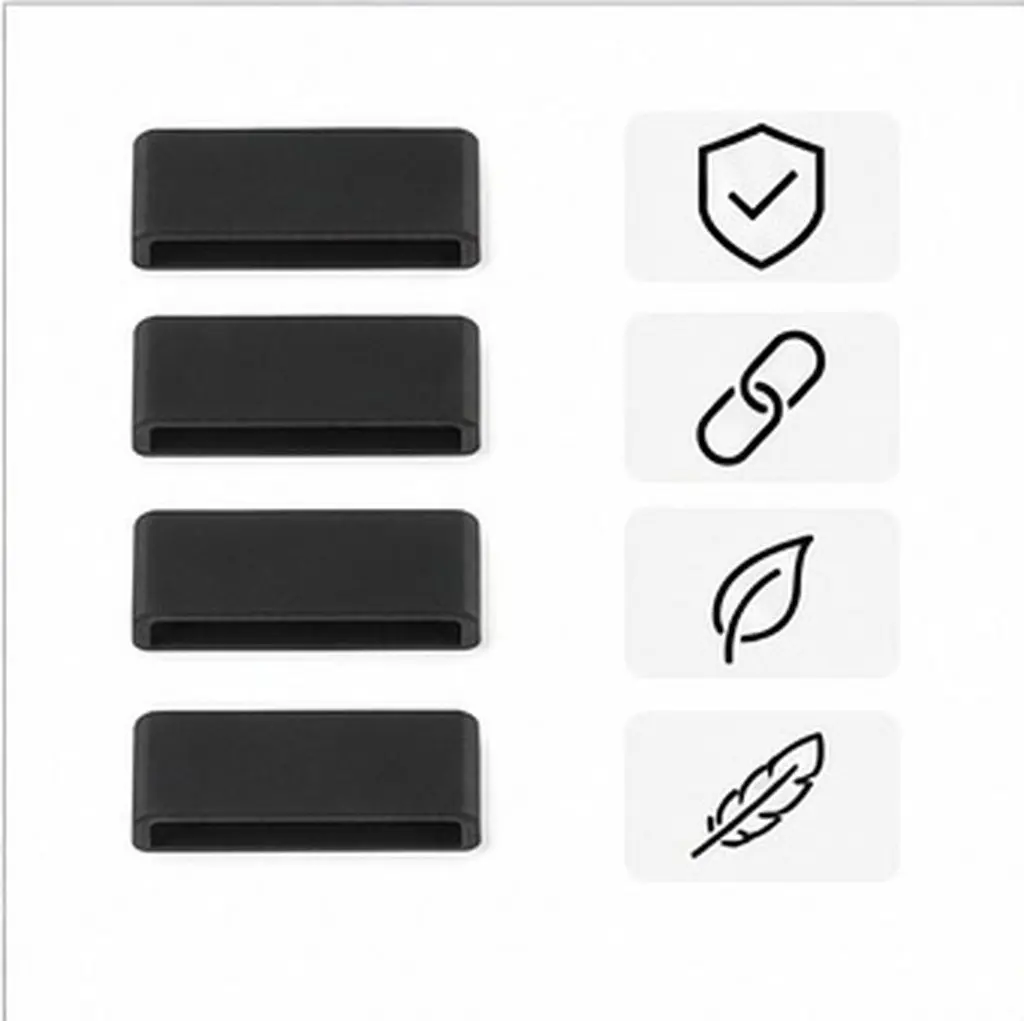 16Pcs Black Silicone Watchband Loops Soft Smooth Texture Watch Strap Keeper Prevents Loosening Replacement Wristband Loop