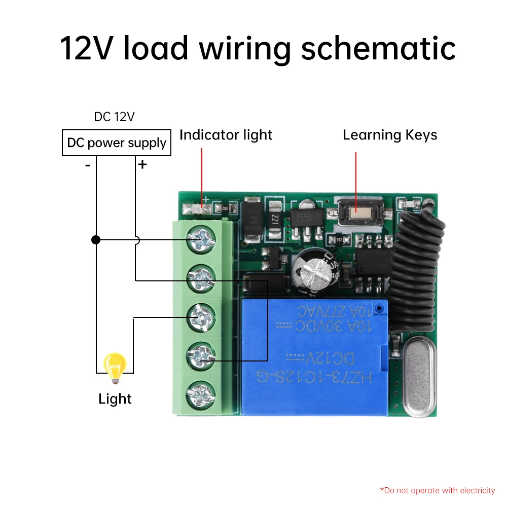 DC12V 433MHz pojedynczy przekaźnik bezprzewodowy moduł odbiornik przełącznika zdalnego sterowania 2-kierunkowy pilot do bramy LED drzwi garażowe