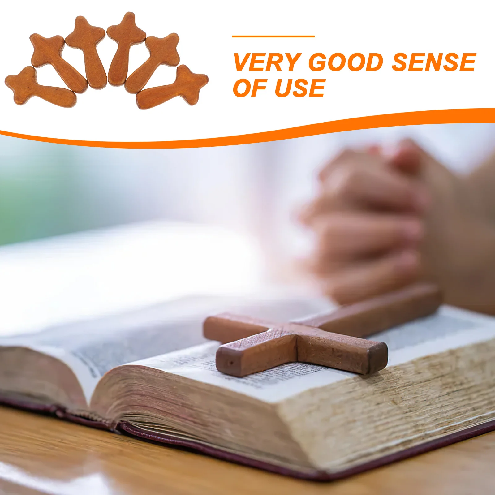 

6Pcs Small Wooden Cross Hand Cross Decor for Religious Prayer Collection Table Office Home Decor Hand Wooden Crosses