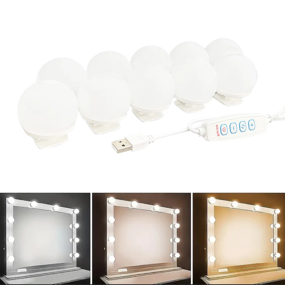 

LED Light Paste Mirror Makeup Light Bulbs, Makeup Mirror Vanity Led 5v 2A Light Bulbs, Led Lamp USB Cosmetic Lighted Table,12pcs