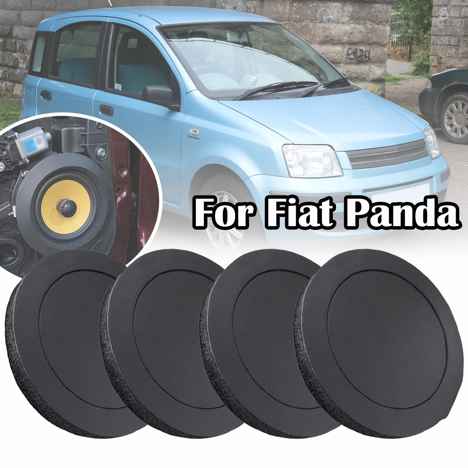 

4X Speaker Ring Bass Door Trim Sound Audio Insulation 6.5” For Fiat Panda (169) Mk3 2004 2005 2006 2007 2008 2009 2010 2011 2012