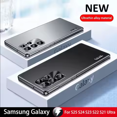 For Samsung Galaxy S25 S23 S21 S22 S24 Ultra Case Metal aluminum alloy Frame Magnetic ultra-thin Frosting protective back cover