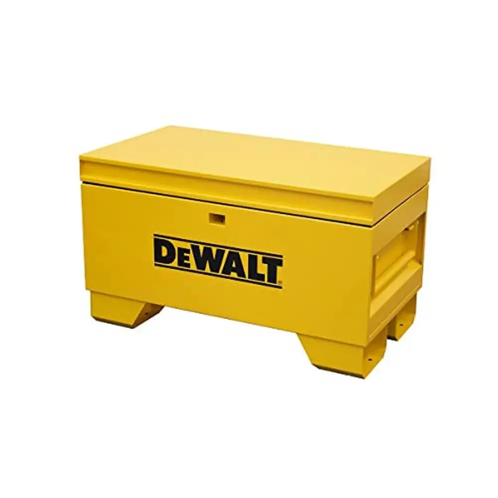 32" Steel Jobsite Box with Lid Support Weather Resistance Security Locks and Forklift Rails Durable and Convenient Storage