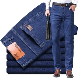 Pantalones de mezclilla de trabajo clásicos para hombre, Jeans de negocios, cómodos, informales, rectos, elásticos, ropa de marca de moda, azul y negro